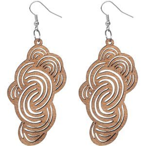 Brown Swirly Wooden Earrings
